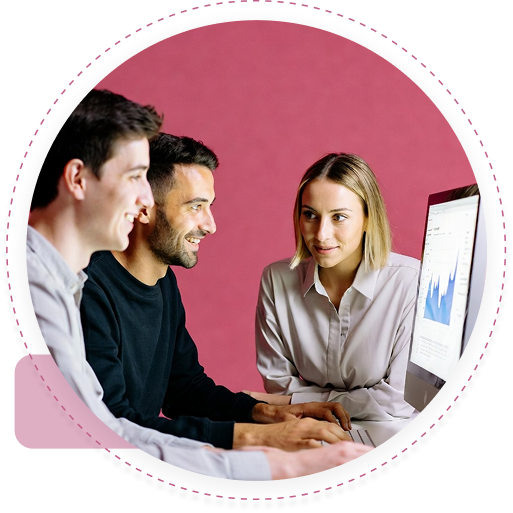 Team portrait and working session visual